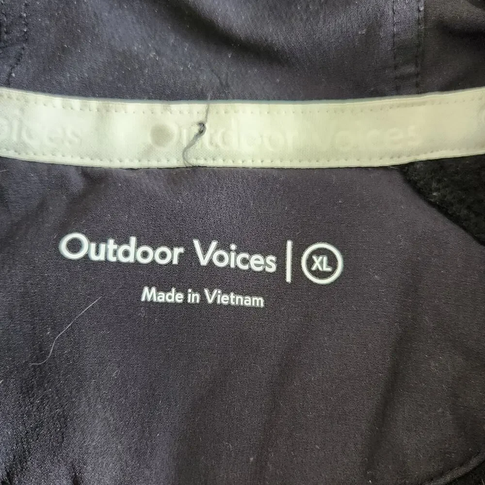 Outdoor Voices Megafleece 1/2 Zip Hoodie Wool Blend Black Size XL